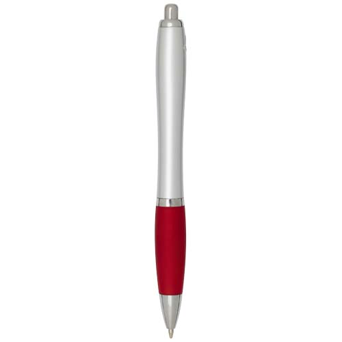 Nash RCS Kugelschreiber aus recyceltem Kunststoff mit silbernem Schaft und farbigem Griff (schwarze Tinte) - rot