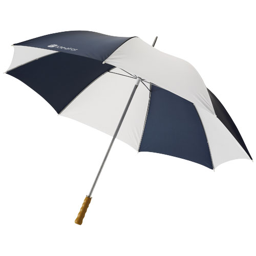 Karl 30" Golfschirm mit Holzgriff - navy / weiss