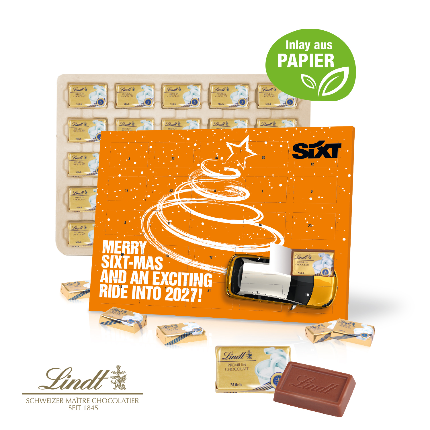 Tisch-Adventskalender Lindt "Select Edition", Inlay aus Papier