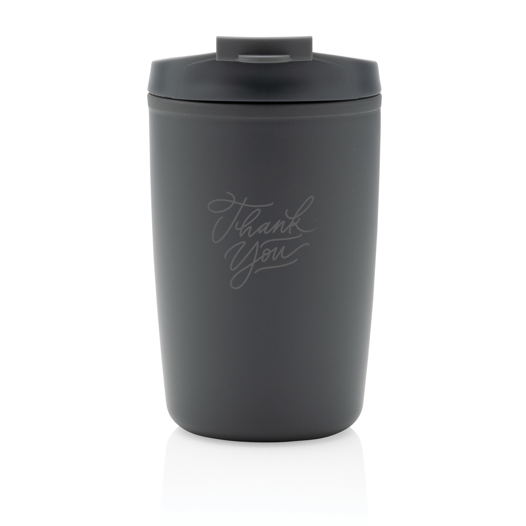 GRS recycelter PP-Becher mit Flip-Deckel