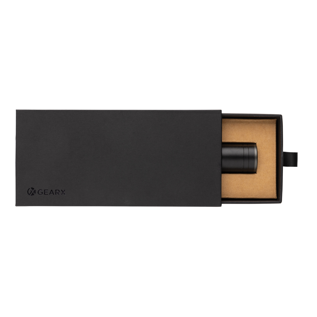 Gear X Taschenlampe aus RCS recycelt. Aluminium mit USB-Akku