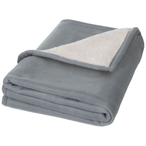 Springwood Decke aus weichem Fleece und Sherpa-Plaid - grau / offwhite