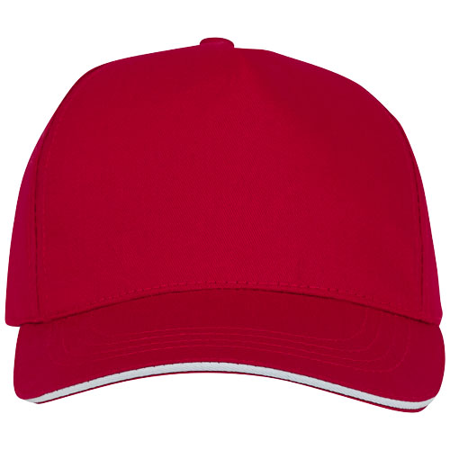 Ceto 175 g/m² Kappe mit 5 Segmenten und Sandwichschirm - rot