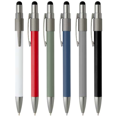 Rill RCS recycelter Kugelschreiber mit Stylus und Fidget Spinner (blaue Mine) - weiss