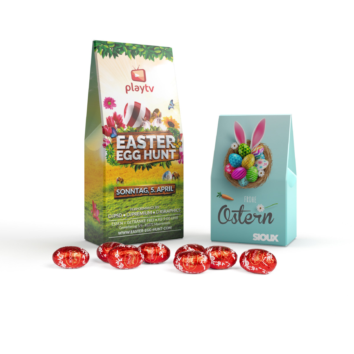 Lindt Lindor Ostereier in Standboden-Kartonage
