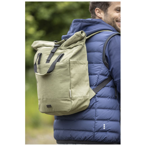 Joey 15" GRS Rolltop Laptoprucksack aus recyceltem Canvas 15 L - grau