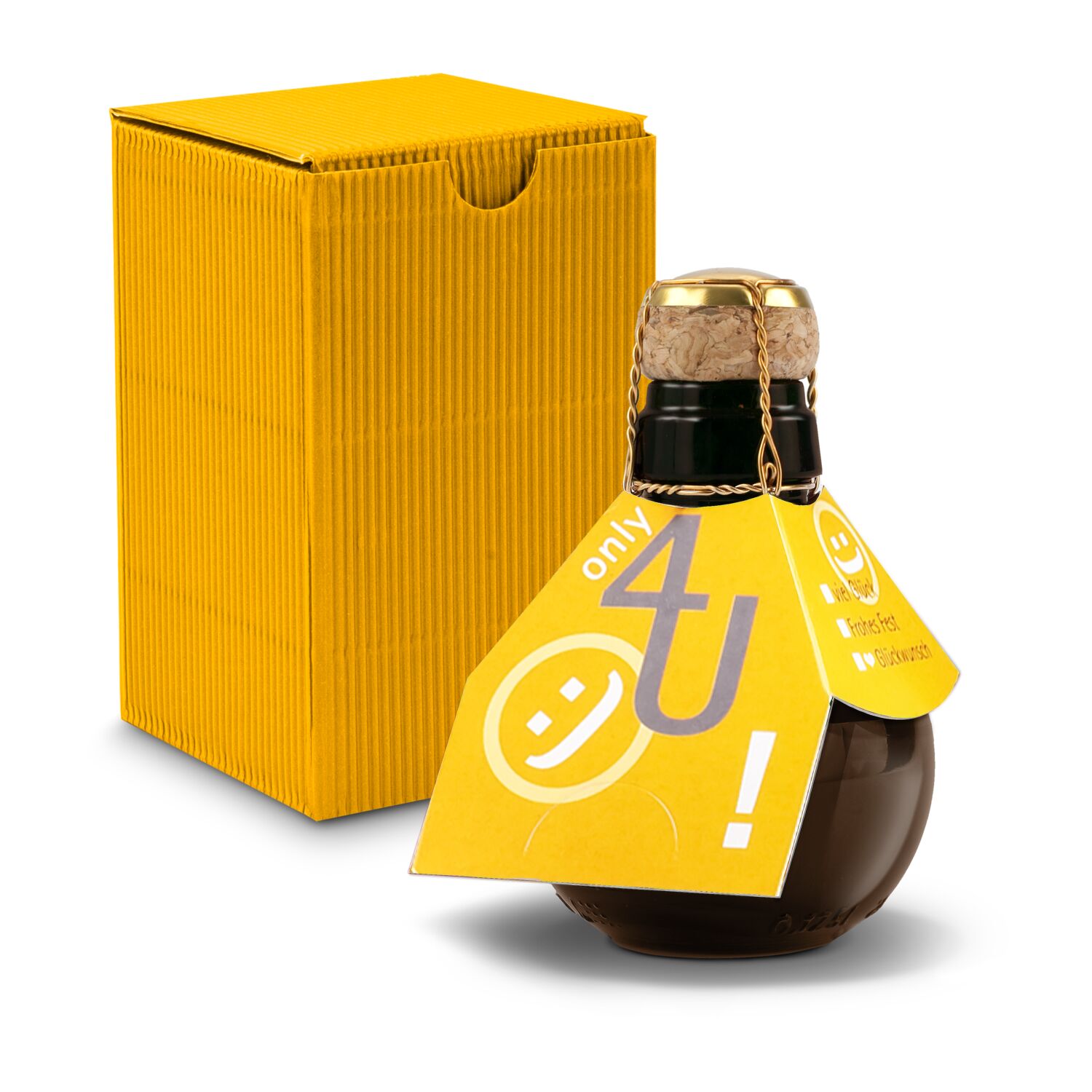 Origineller Sekt Only 4 u - Karton Gelb, 125 ml