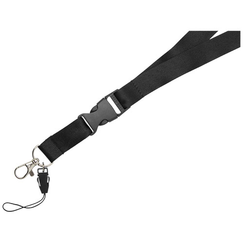 Sagan Lanyard mit abnehmbarer Schnalle und Handyband - schwarz