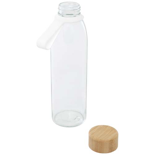 Porto 500 ml Glas-Flasche mit Silikongriff und Bambusdeckel  - transparent klar