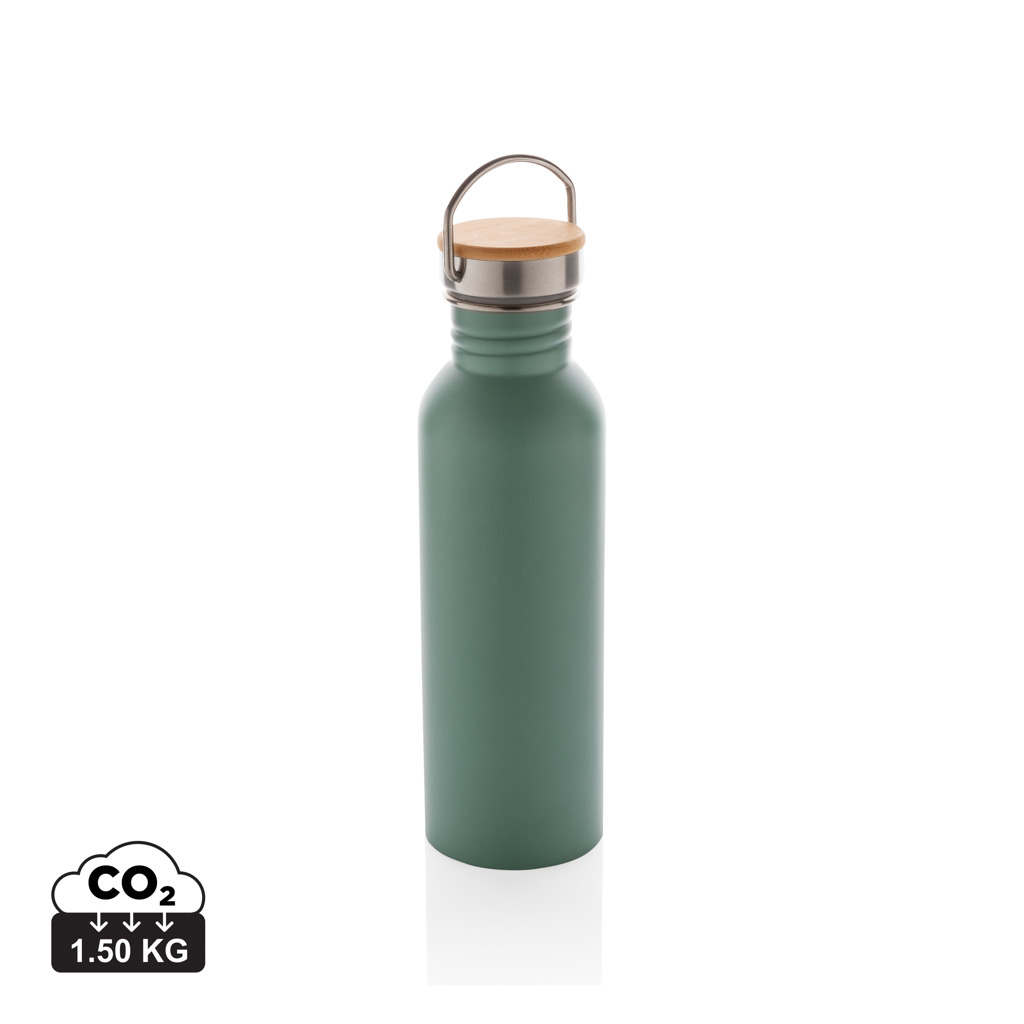 Moderne Stainless-Steel Flasche mit Bambusdeckel