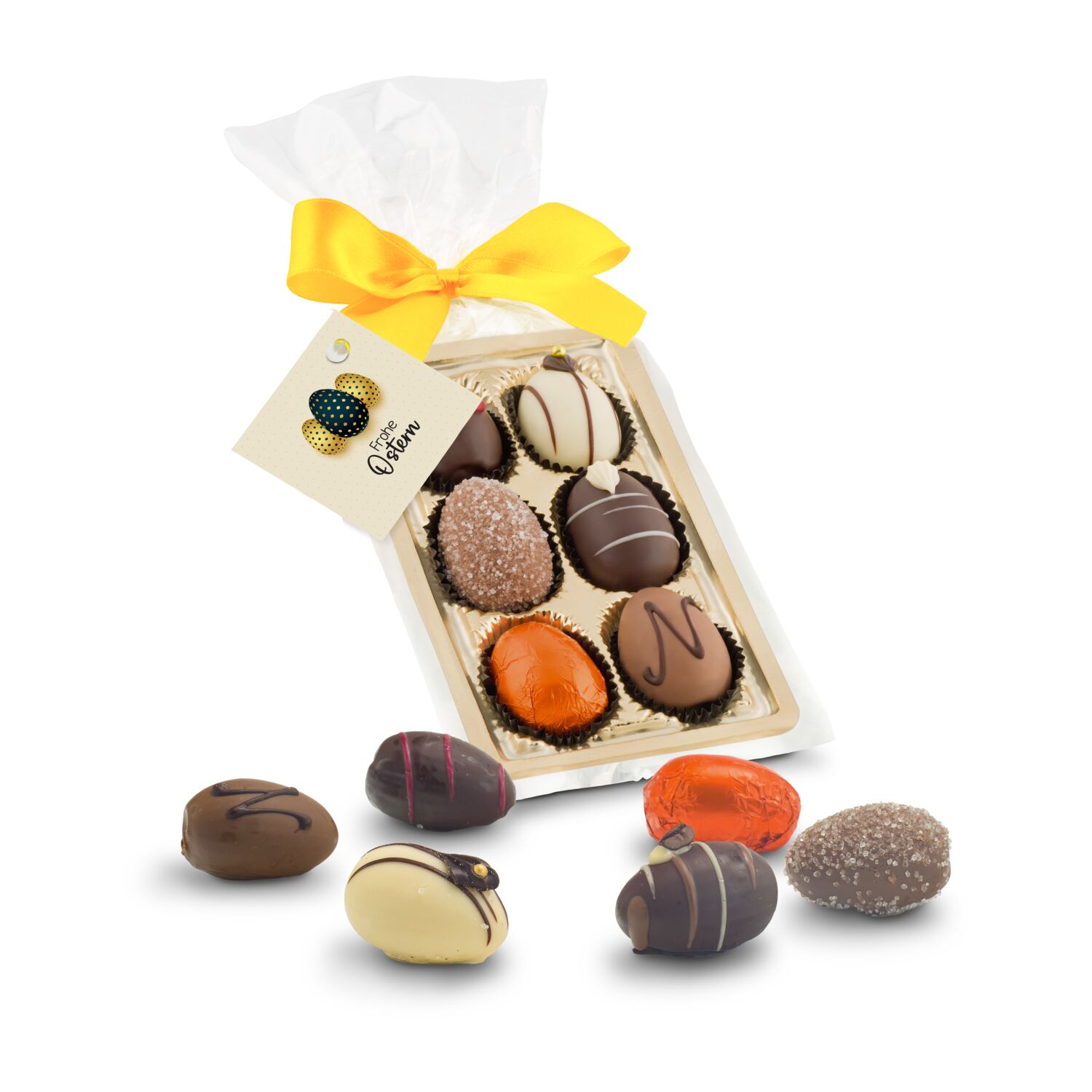 Geschenkartikel / Präsentartikel: Schokoladen-Pralineneier, 6 Stück