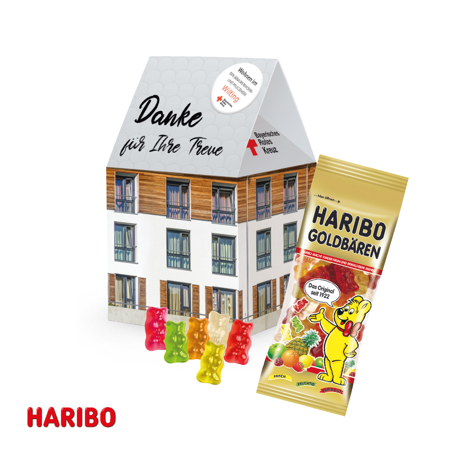 3D Präsent "Haus" mit Haribo Goldbären