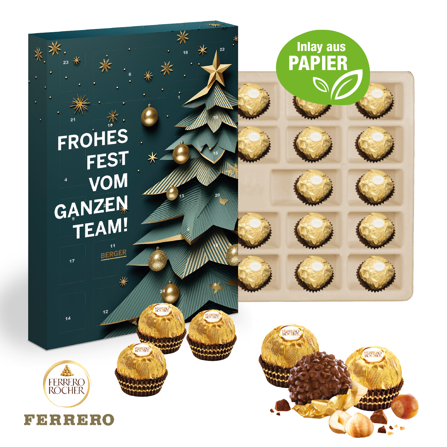 Wand-Adventskalender Ferrero Rocher, Inlay aus Papier