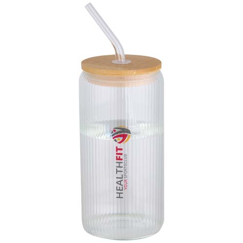 Mirage 500 ml einwandiges Glas aus Borosilikatglas mit Bambusdeckel