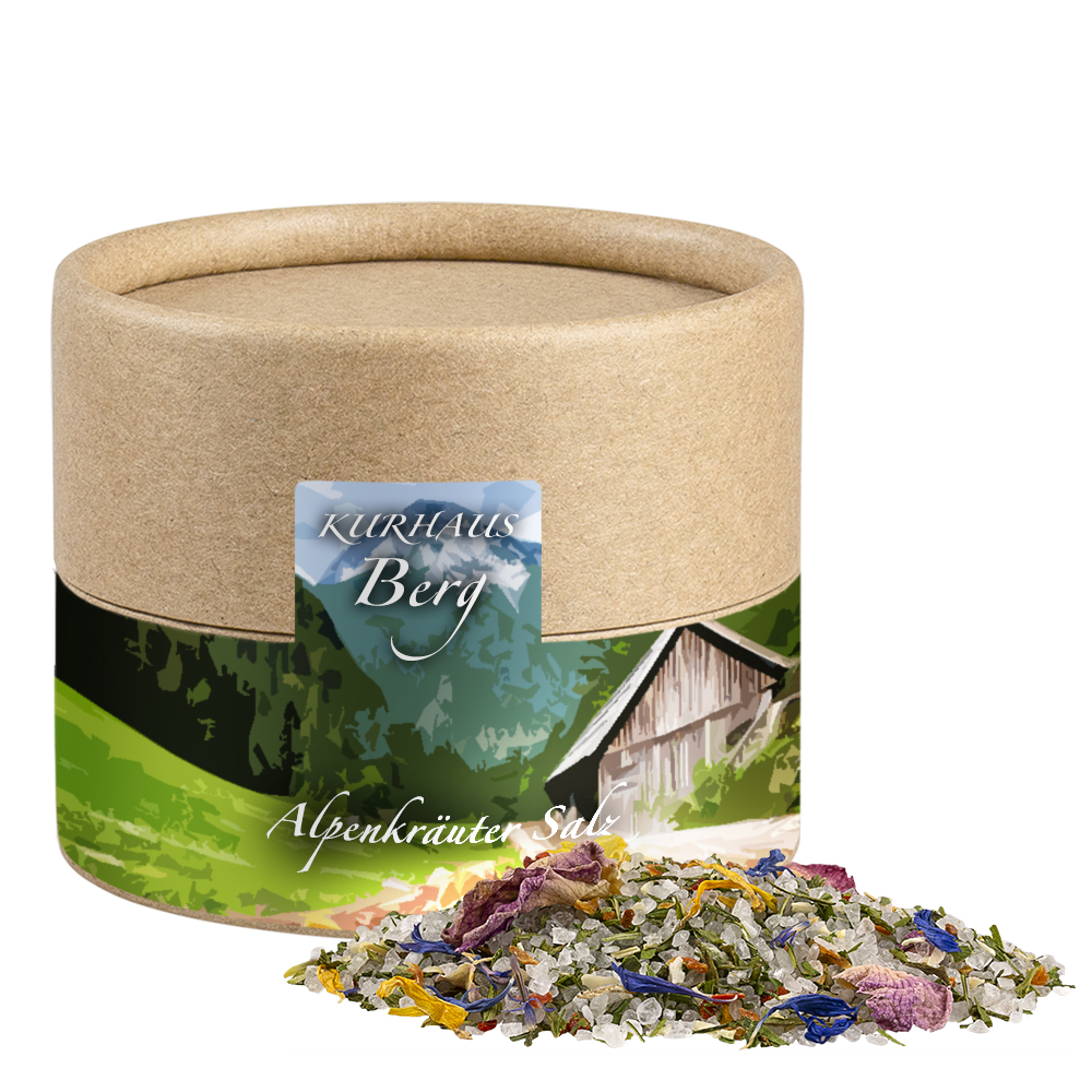 Alpenkräuter Salz, ca. 50g, Kraftpapierdose Mini