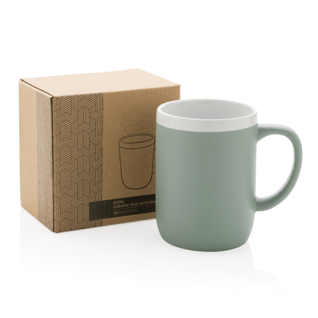 Keramiktasse mit weißem Rand, 300ml