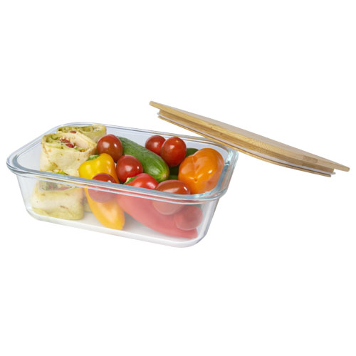Roby 1000 ml Glas Lunchbox mit Bambusdeckel - natural / transparent klar