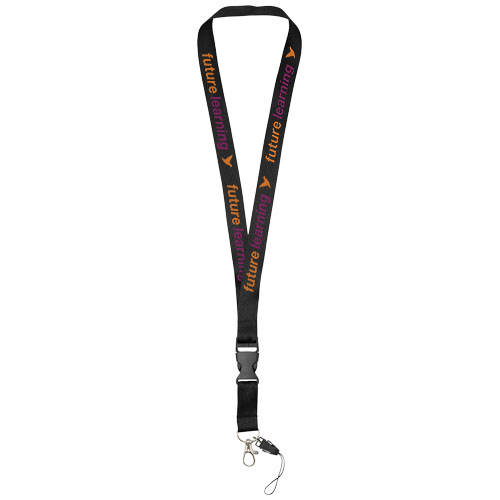 Sagan Lanyard mit abnehmbarer Schnalle und Handyband - schwarz