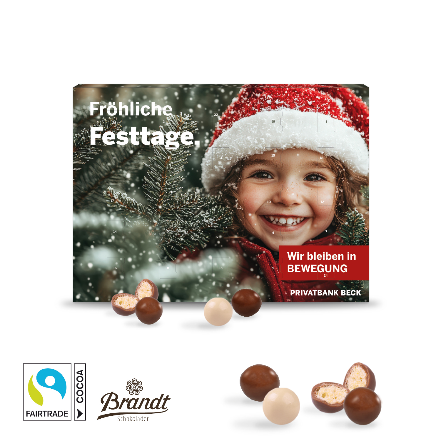 Wand-Adventskalender mit Brandt Knusperkugeln