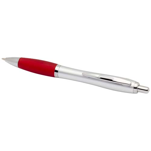 Nash RCS Kugelschreiber aus recyceltem Kunststoff mit silbernem Schaft und farbigem Griff (schwarze Tinte) - rot
