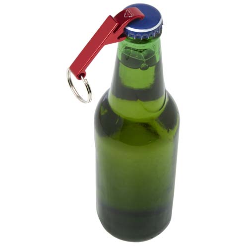 Tao Schlüsselanhänger mit Flaschen- und Dosenöffner aus recyceltem RCS Aluminium - rot