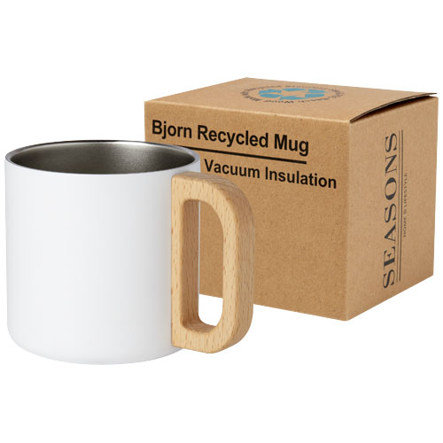 Bjorn RCS-zertifizierter Becher aus recyceltem Edelstahl mit Kupfer-Vakuumisolierung, 360 ml - weiss