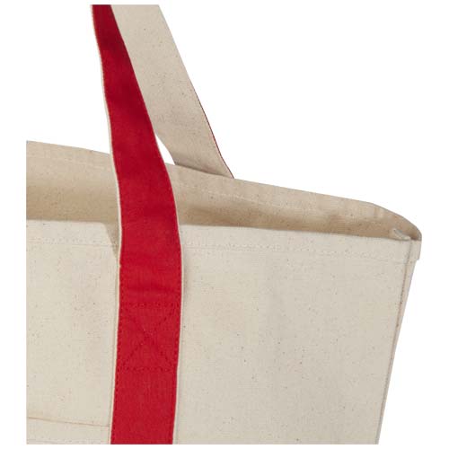 Sam 320 g/m² Tragetasche aus GRS recycelter Baumwolle - rot / natur