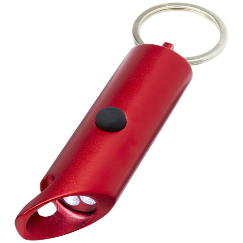 Flare IPX-LED-Lampe und Flaschenöffner aus recyceltem Aluminium mit Schlüsselanhänger - rot