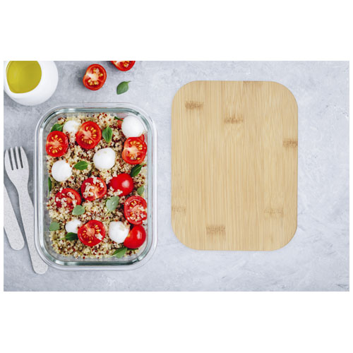 Roby 1000 ml Glas Lunchbox mit Bambusdeckel - natural / transparent klar