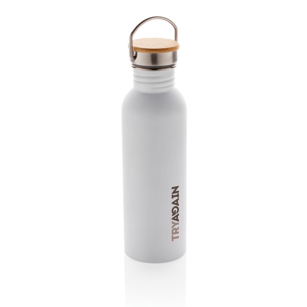Moderne Stainless-Steel Flasche mit Bambusdeckel