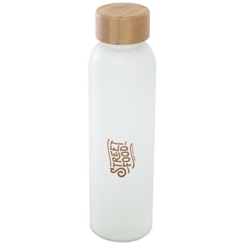 Lume 500 ml Flasche aus mattiertem Kalknatronglas mit Bambusdeckel   - weiss