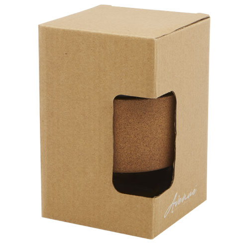 Lidan 360 ml Becher aus Borosilikatglas mit Korkgriff und Silikondeckel - weiss
