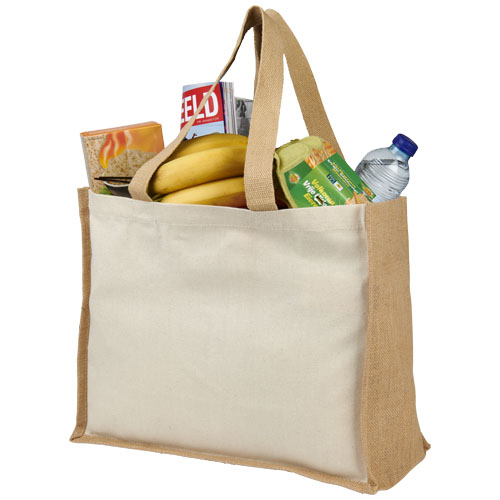 Varai 320 g/m Canvas und Jute Einkaufstasche 23L - natural / natur
