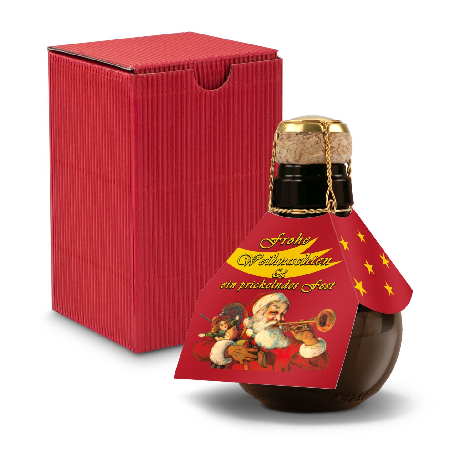 Kleinste Sektflasche der Welt! Weihnachtsgruß - Inklusive Geschenkkarton in Rot, 125 ml