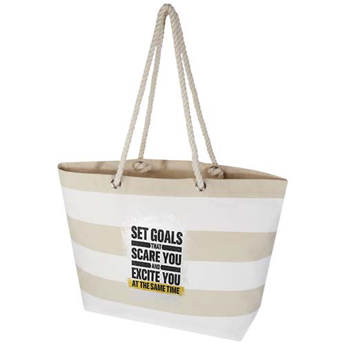 Florida 270 g/m² Strandtragetasche aus recyceltem GRS-Material - natur / weiss