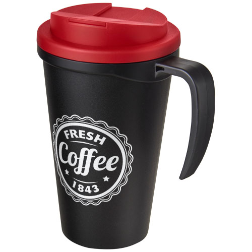 Americano® Grande 350 ml Isolierbecher mit auslaufsicherem Schraubverschluss - schwarz / rot