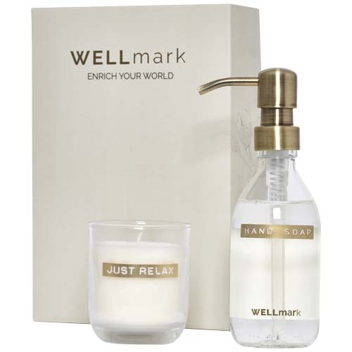 Wellmark Discovery 250 ml Handseifenspender und 150 g Duftkerze im Set - weiss
