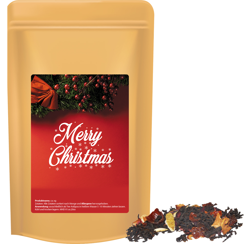 Bio Weihnachts Schwarztee, ca. 55g, Standbeutel Midi