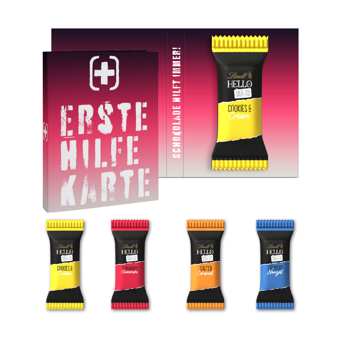Lindt HELLO Mini Stick in Werbeklappkarte