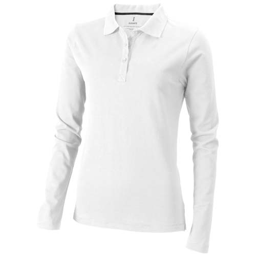 Calgary 180 g/m² Langarm Poloshirt für Damen - weiss / XS