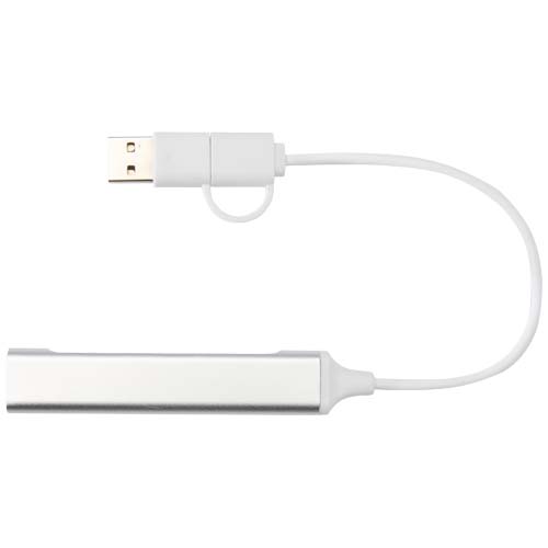 Alkaid 4 Port Hub aus recyceltem Aluminium mit USB-A- und Typ-C-Anschlüssen und zwei Eingängen