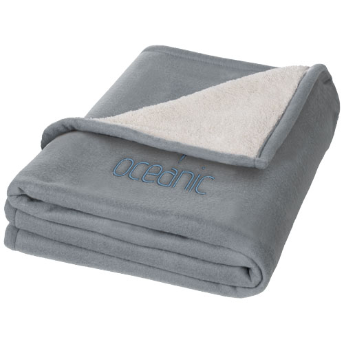 Springwood Decke aus weichem Fleece und Sherpa-Plaid - grau / offwhite