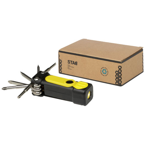 Octo 8-in-1 Schraubenzieher-Set aus recyceltem RCS Kunststoff mit Taschenlampe - gelb
