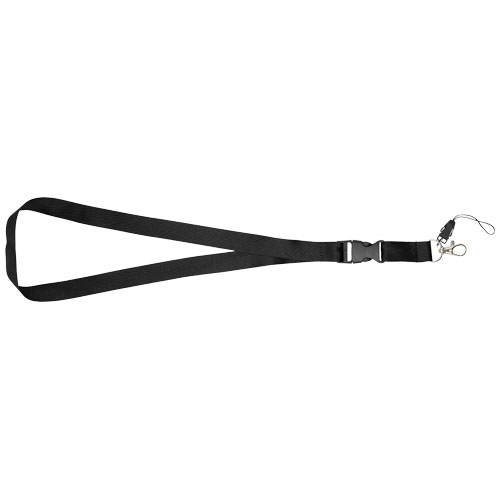 Sagan Lanyard mit abnehmbarer Schnalle und Handyband - schwarz