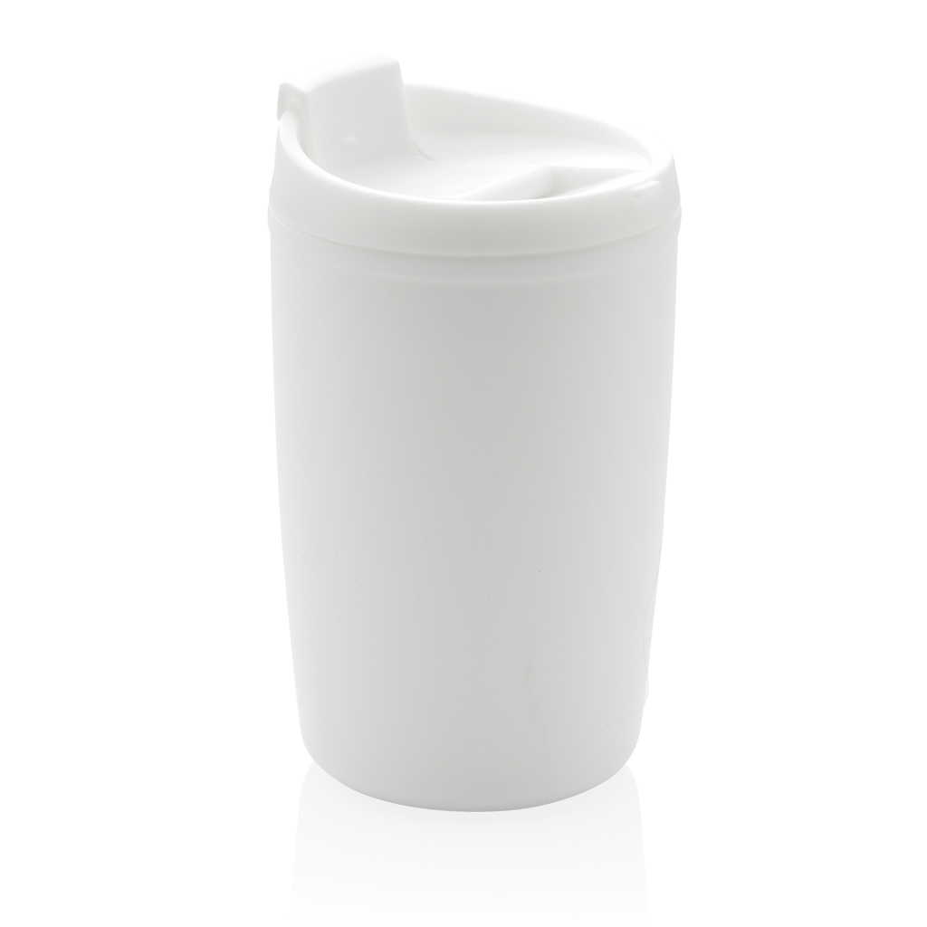 GRS recycelter PP-Becher mit Flip-Deckel