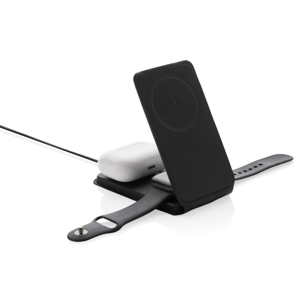 Swiss Peak 15W 3-in-1 magnetischer Wireles Charger aus rPU