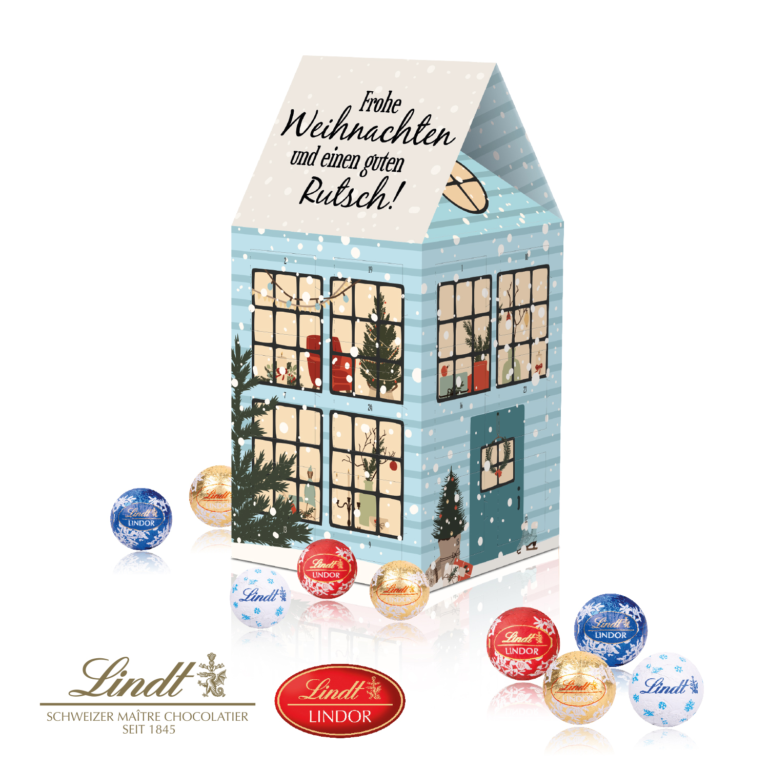 Adventskalender Haus "XL" mit Lindt Schokolade