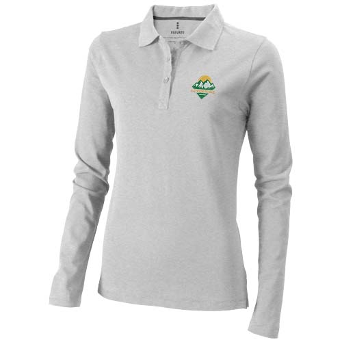 Calgary 180 g/m² Langarm Poloshirt für Damen - grau meliert / XXL