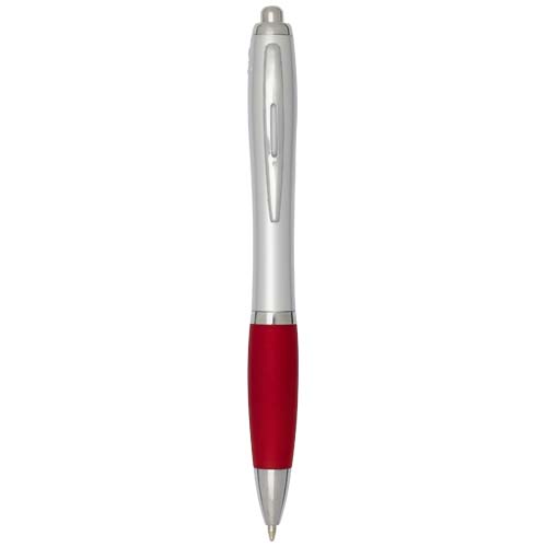 Nash RCS Kugelschreiber aus recyceltem Kunststoff mit silbernem Schaft und farbigem Griff (schwarze Tinte) - rot