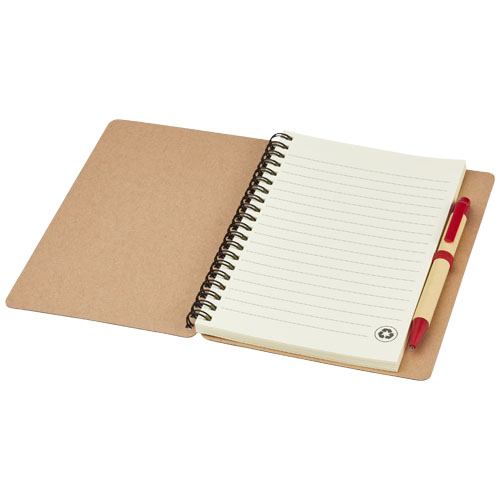 Priestly A6 Recycling Notizbuch mit Stift - natur / rot